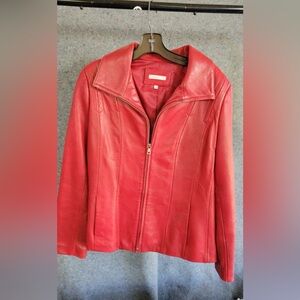 Vintage Red Leather Avanti Jacket - Size L | Bold Fall/Winter Staple